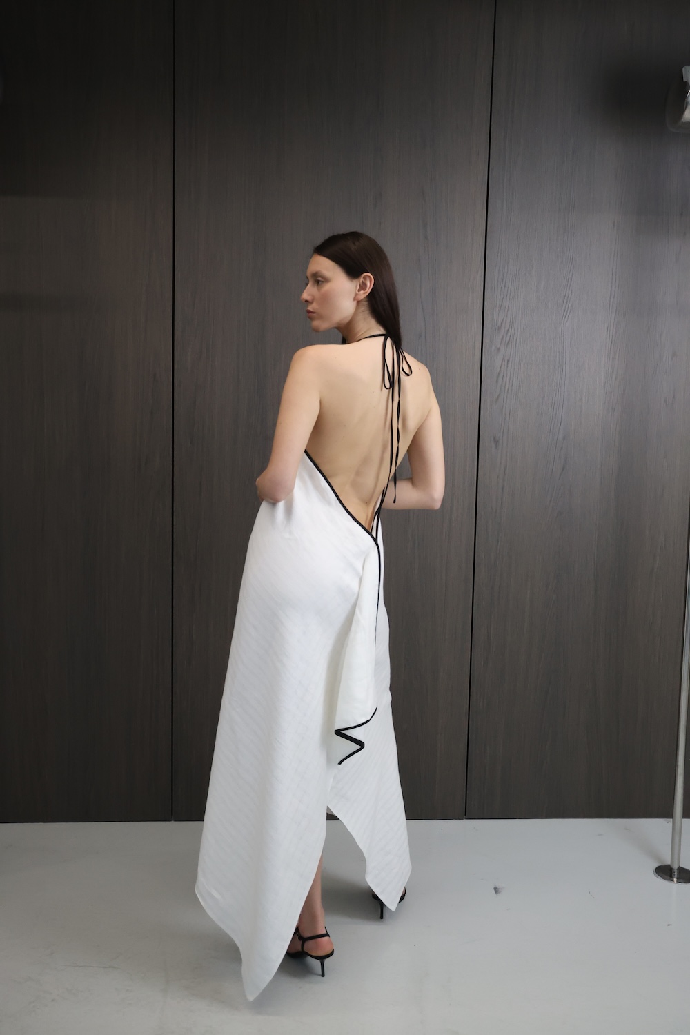 backless white linen dress Backless Linen Maxi Dress in White - Annely
