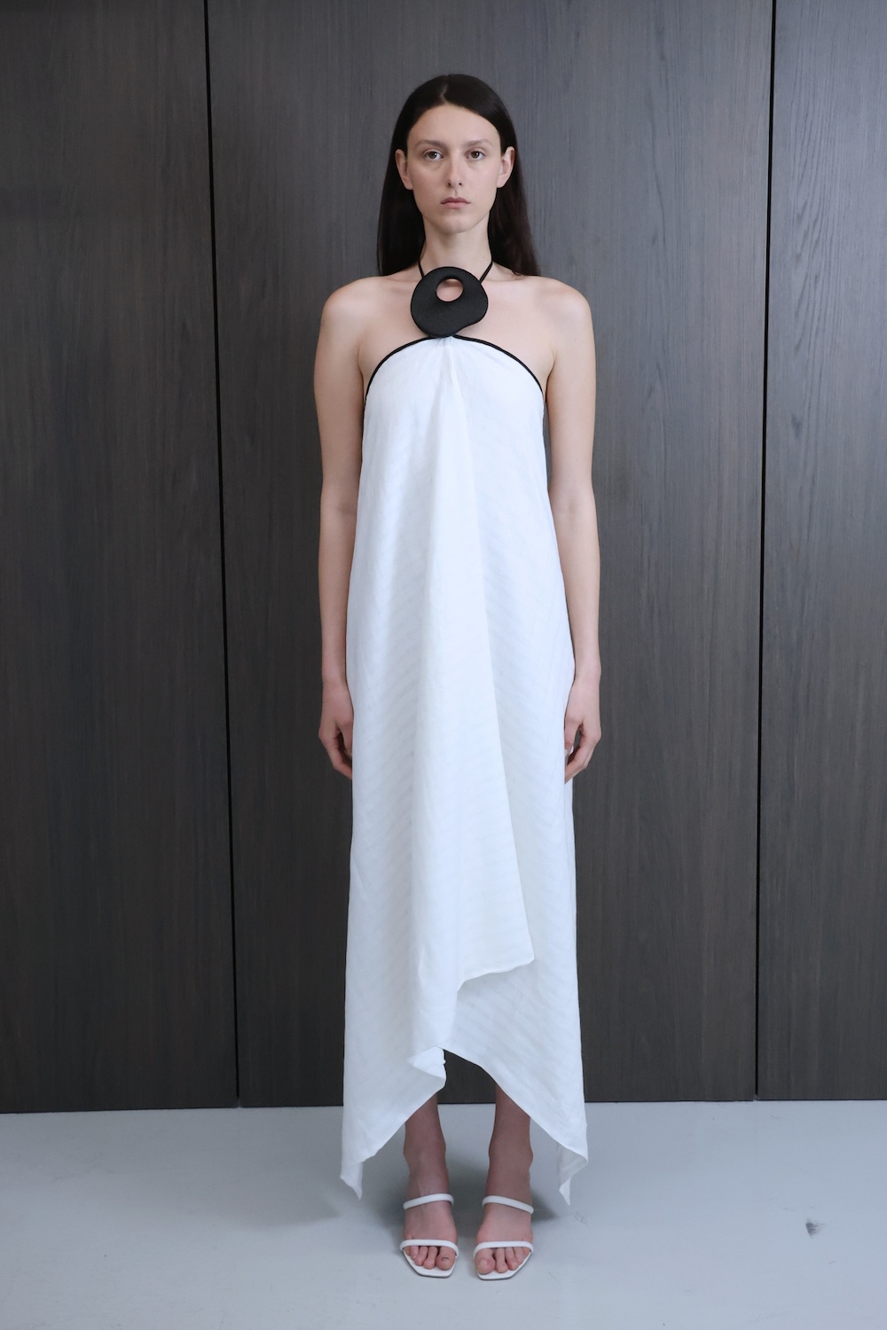 strapless satin midi dress LELIS Strapless Scarf Detail Bias Satin Midi Dress